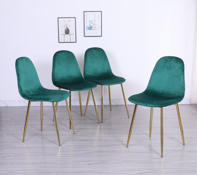 Pozbee Emerald Green Dining Chairs Set of 4, Modern Gold Chairs