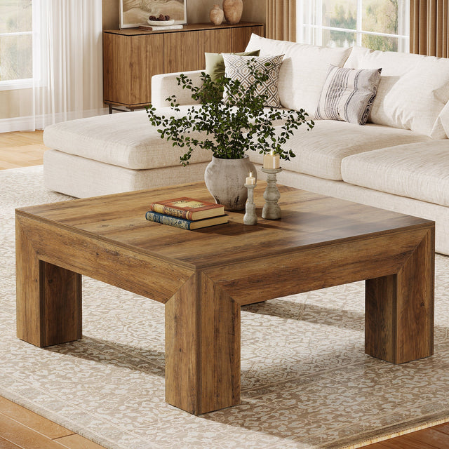 39 inch Farmhouse Square Coffee Table Brown