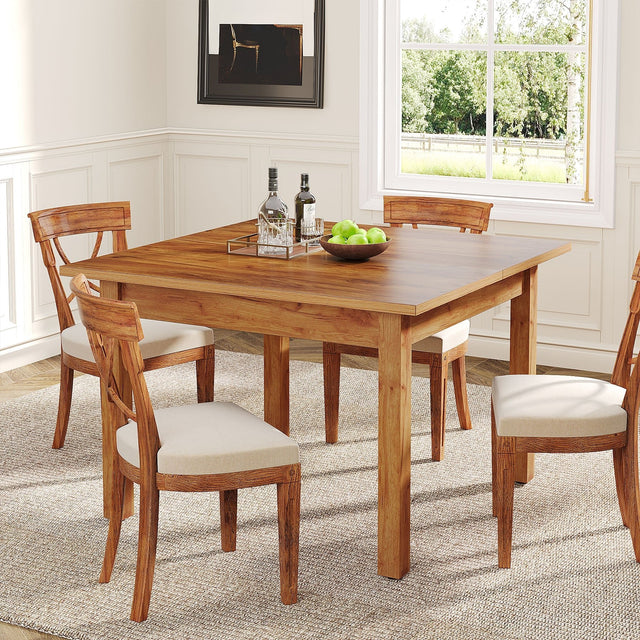 39.4" Square Dining Table Kitchen Table with Solid Wood Legs for 4