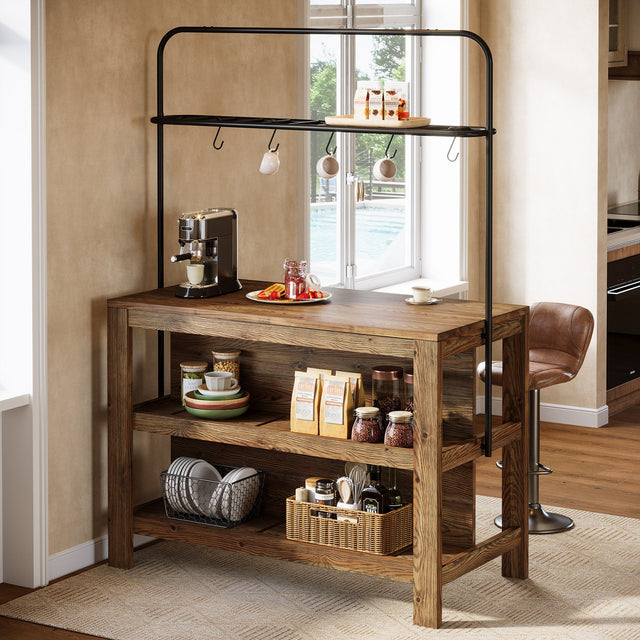 47 inch Solid Wood Kitchen Island hooks detail