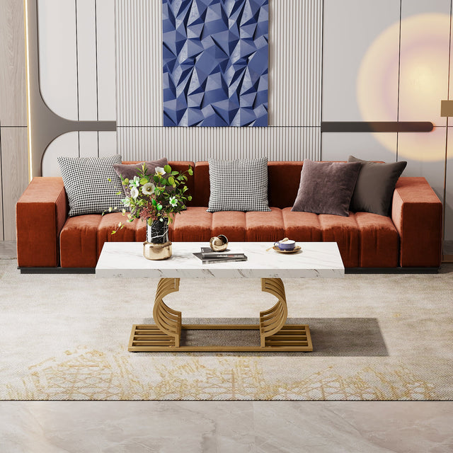 47 inch Faux Marble Coffee Table top view