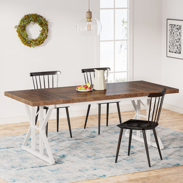 Rectangular Dining Table, Farmhouse 70.8" Kitchen Table for 6 People