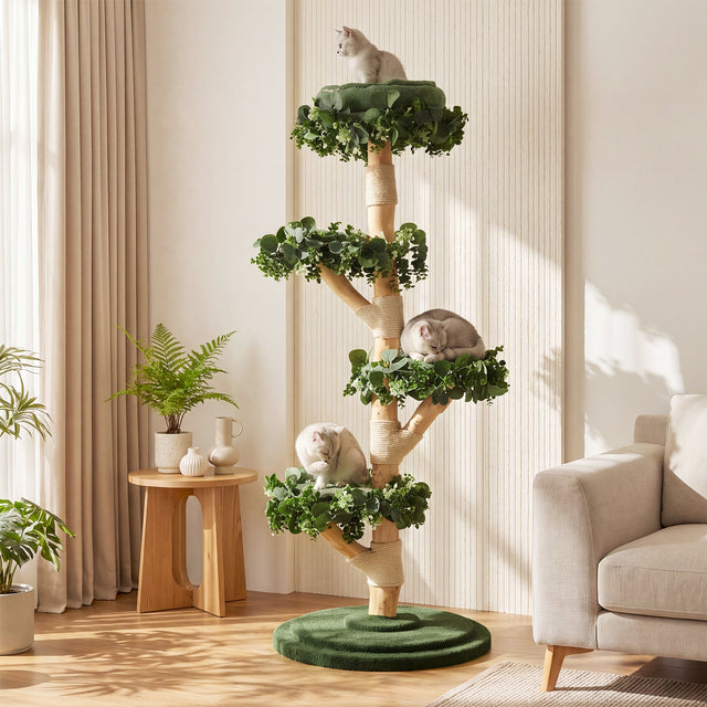 59 inch Solid Wood Cat Tree platform detail