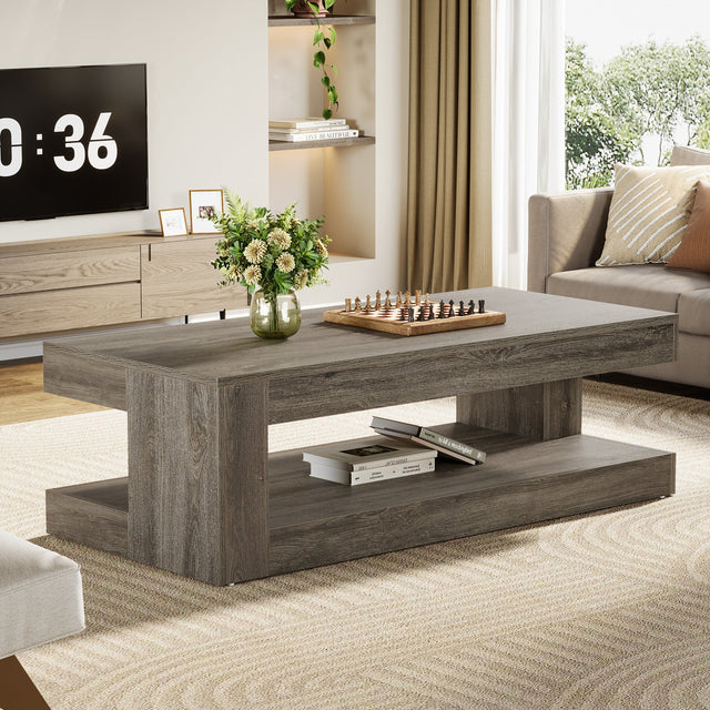 47.24 inch Farmhouse 2-Tier Tea Cocktail Table lifestyle
