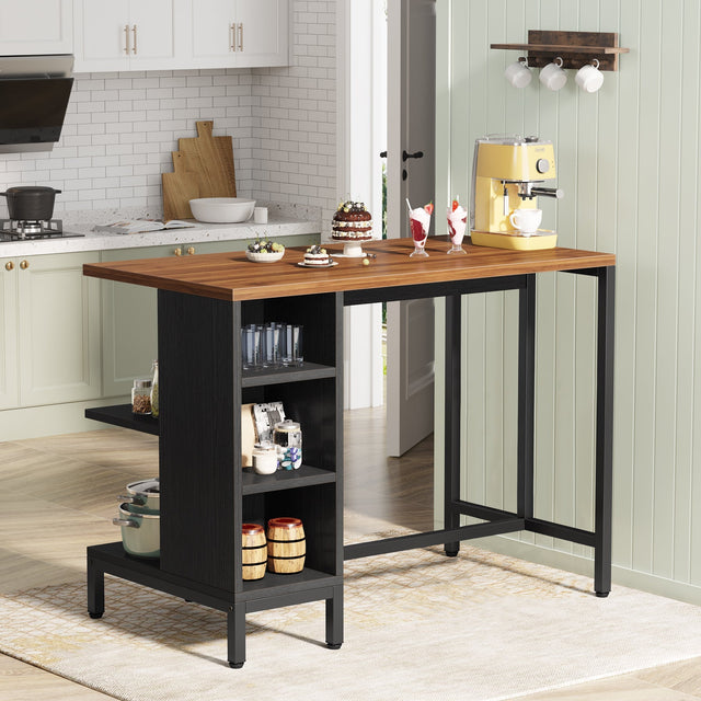 43 inch Kitchen Island Counter Table 5 Open Shelves