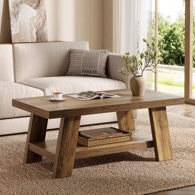47 inch Farmhouse 2-Tier Coffee Table angle