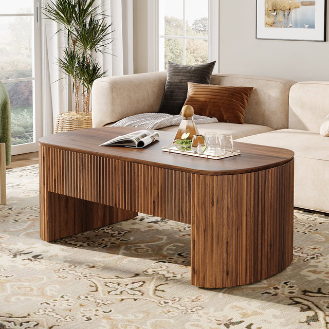 47 inch Lift Top Coffee Table with Hidden Compartment walnut