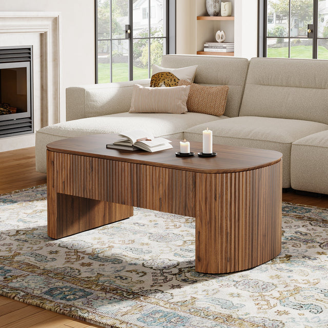 47 inch Lift Top Coffee Table lower shelf detail