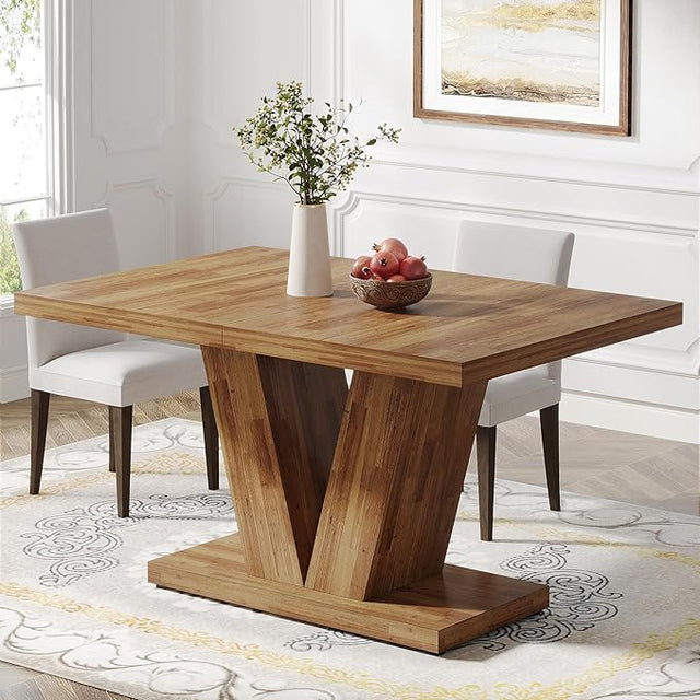 47" Dining Table, Farmhouse Wooden Kitchen Dinner Table with Duty Pedestal