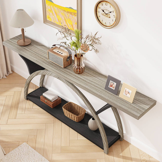 70.9 inch 2-Tier Console Table shelf storage