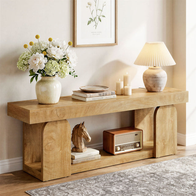 63 inch Farmhouse Console Table dimensions overview