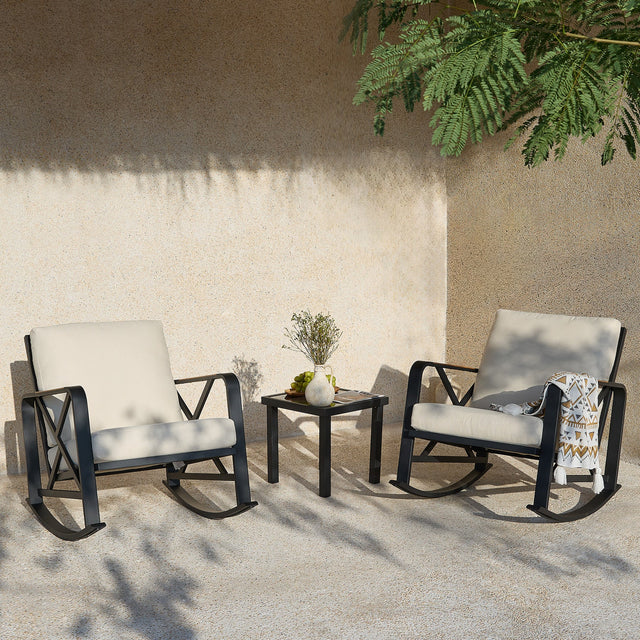 2-Person Outdoor Rocking Chair Set