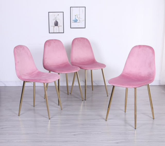 Pozbee Pink Dining Chairs Set of 4, Modern Gold Chairs
