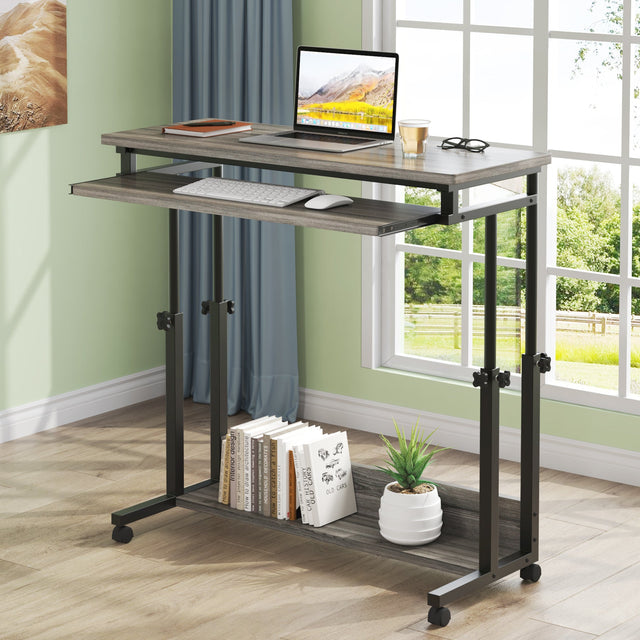 Rolling laptop table lockable casters detail