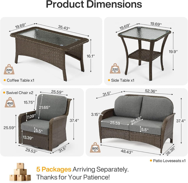 5-Piece Wicker Patio Set