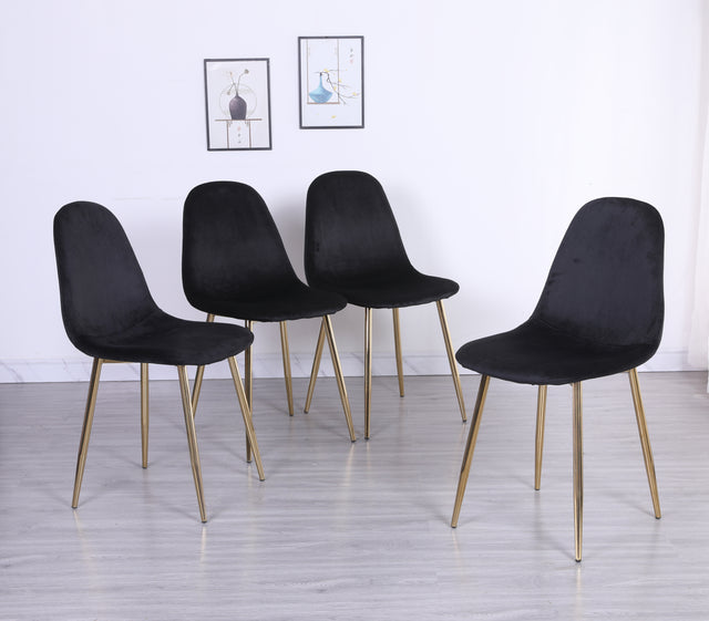 Pozbee Black Dining Chairs Set of 4, Modern Gold Chairs