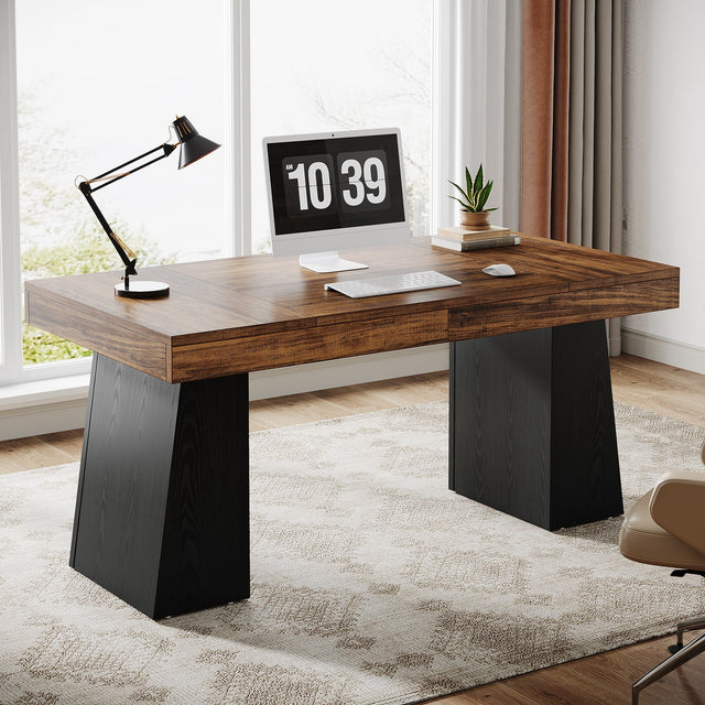 55 inch Executive Desk Brown Black color variant