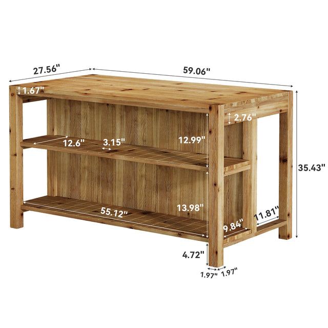 59 inch Solid Wood Kitchen Island lifestyle