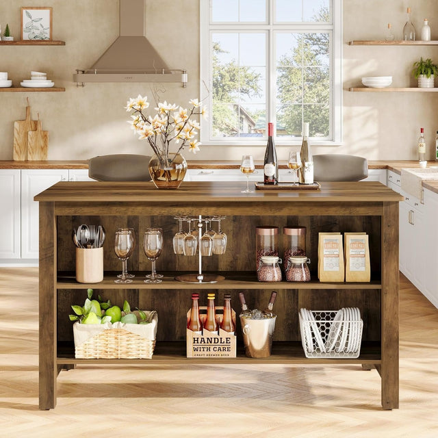 59 inch Kitchen Island Farmhouse shelf