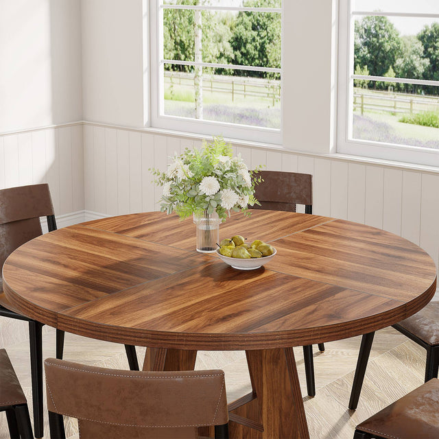 47" Round Dining Table for 4-6, Farmhouse Kitchen Table Table for Dining Room
