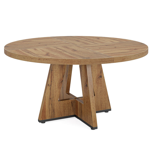 47" Round Farmhouse Dining Table for 4 People, Rustic Dining Room Table