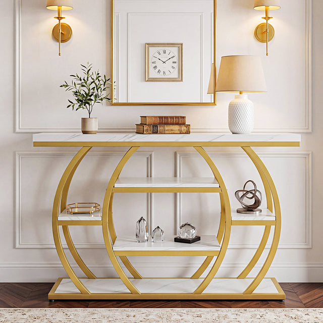 41 inch Gold Console Table lifestyle entryway