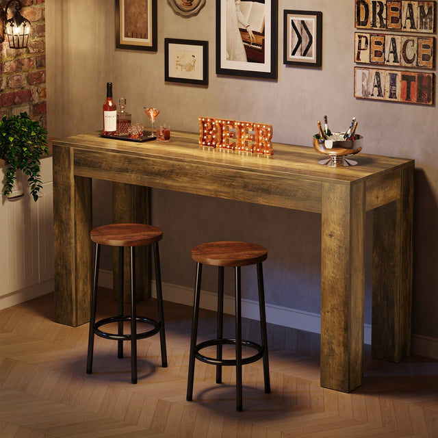 63" Long Bar Table, Rectangular Counter Height Pub Table with Sturdy Legs