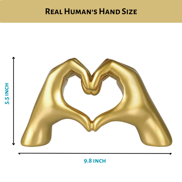 Gold Heart Gesture Statue, Heart Hands Figurine