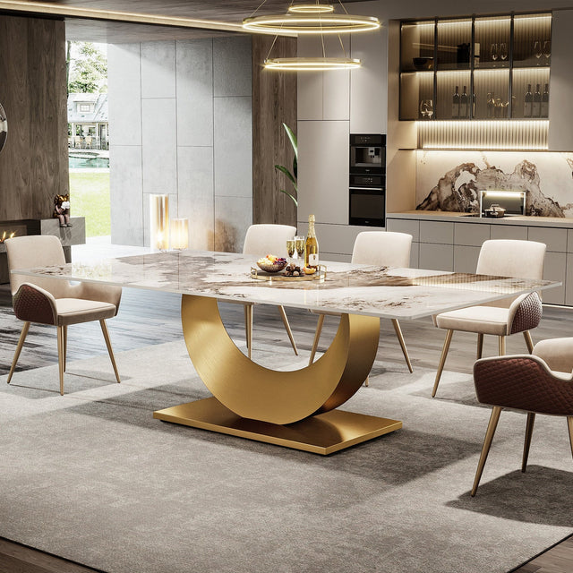Glossy Pandora Sintered Stone Dining Table