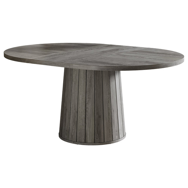 55" Dining Table, Oval Kitchen Dinner Table with Cylindrical Pedestal
