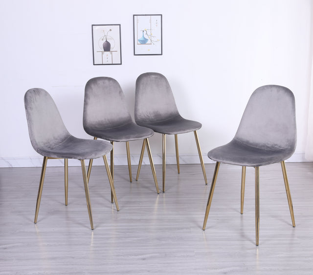 Pozbee Gray Dining Chairs Set of 4, Modern Gold Chairs