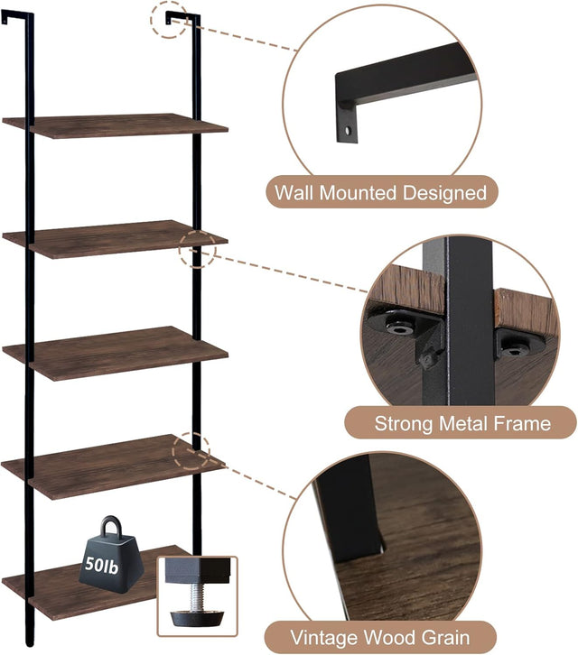 5-Tier Ladder Book Shelf