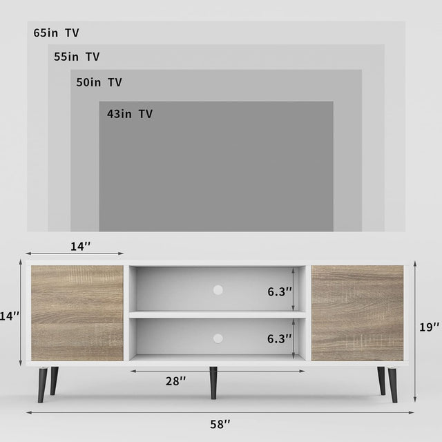 Mid-Century Modern TV Stand for 55-65 Inch TV