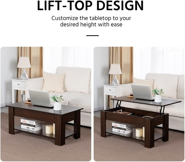 oJackart midcentury modern lift top coffee table espresso wood expandable desk laptop hightop