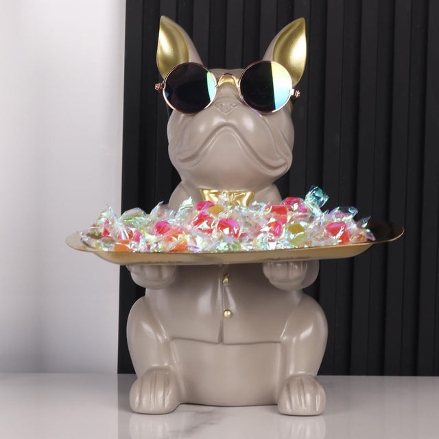 Bulldog Statue Keyholder Tray