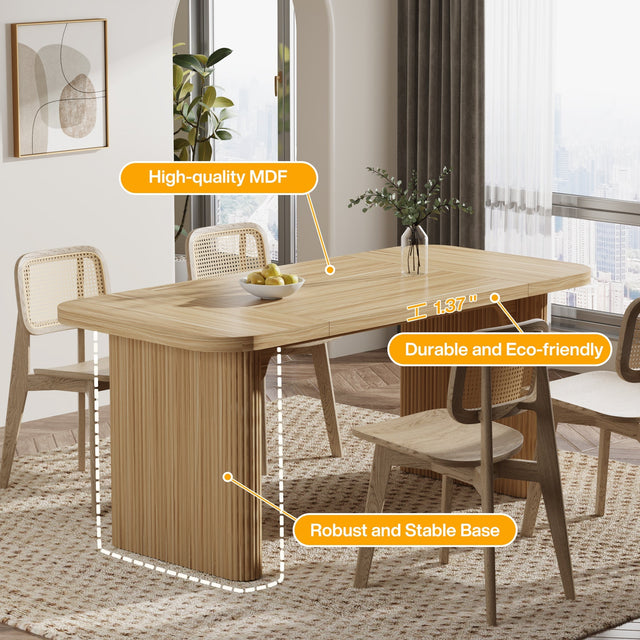 62" Rectangular Dining Table for 4-6, Simple Kitchen Dinner Table
