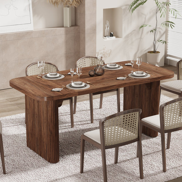 62" Rectangular Dining Table for 4-6, Simple Kitchen Dinner Table