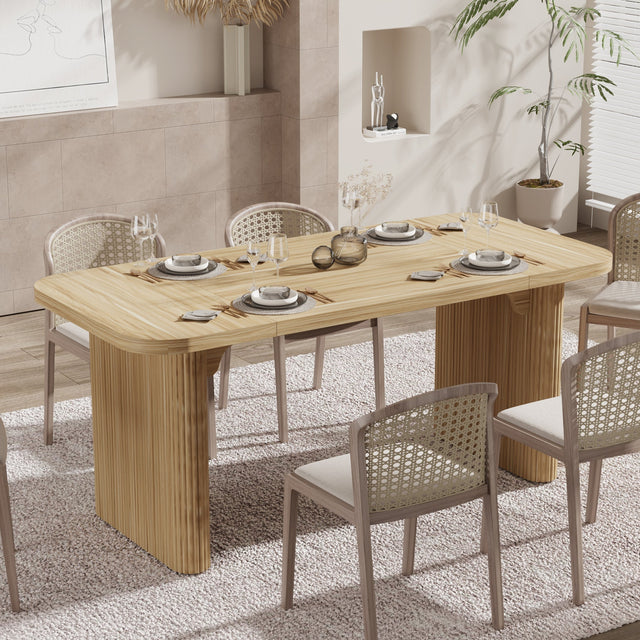 62" Rectangular Dining Table for 4-6, Simple Kitchen Dinner Table