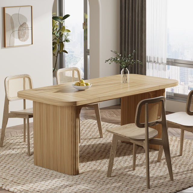 62" Rectangular Dining Table for 4-6, Simple Kitchen Dinner Table