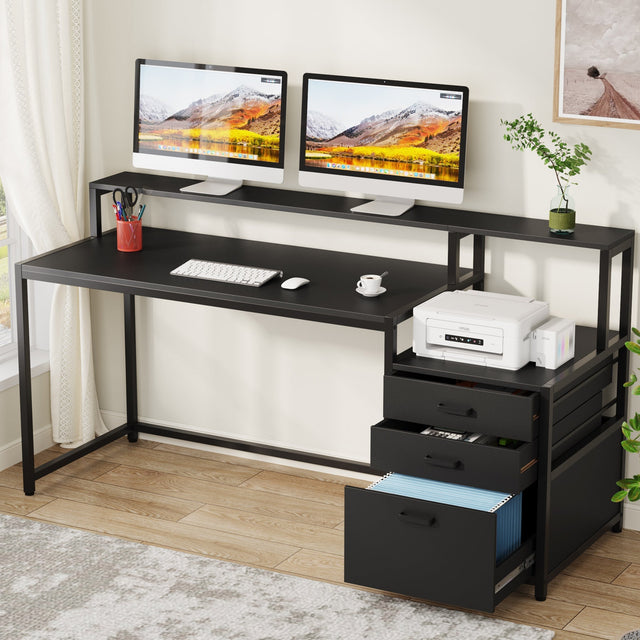 63 inch ergonomic desk Black color variant