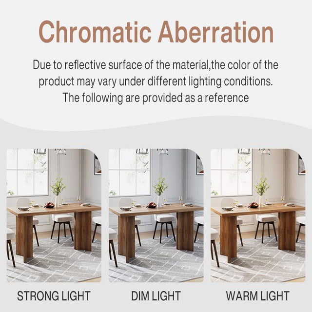 63" Rectangular Dining Table, Farmhouse Kitchen Dinner Table for 4-6 People