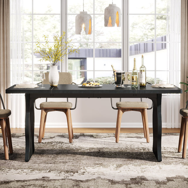 63" Dining Table, Modern Rectangular Kitchen Table for 4-6