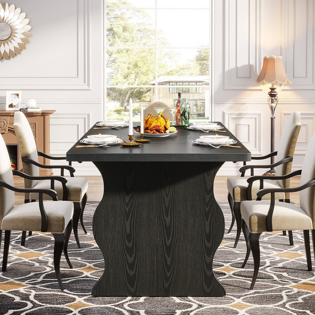 63" Dining Table, Modern Rectangular Kitchen Table for 4-6