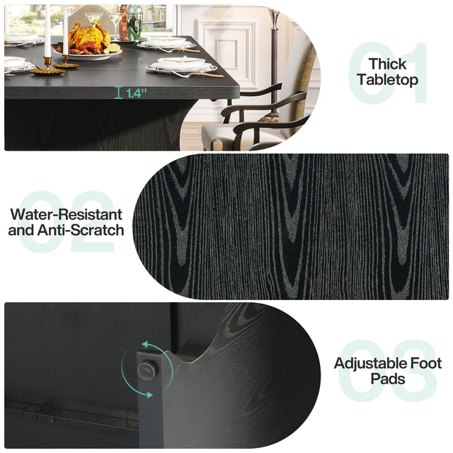 63" Dining Table, Modern Rectangular Kitchen Table for 4-6