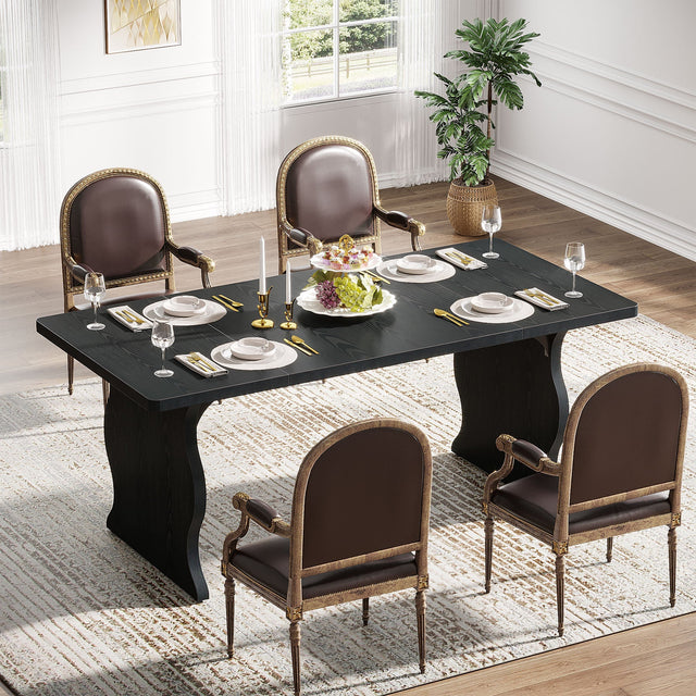 63" Dining Table, Modern Rectangular Kitchen Table for 4-6