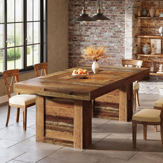 63" Dining Table, Rectangle Farmhouse Kitchen Dinner Table for 6 People