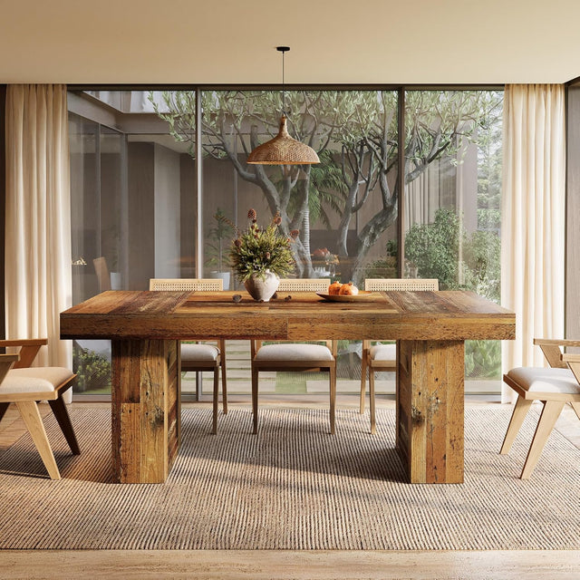 63" Dining Table, Rectangle Farmhouse Kitchen Dinner Table for 6 People
