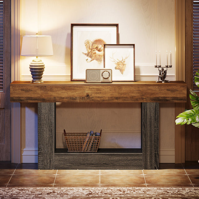 63 inch Wooden Console Table U-shaped base detail