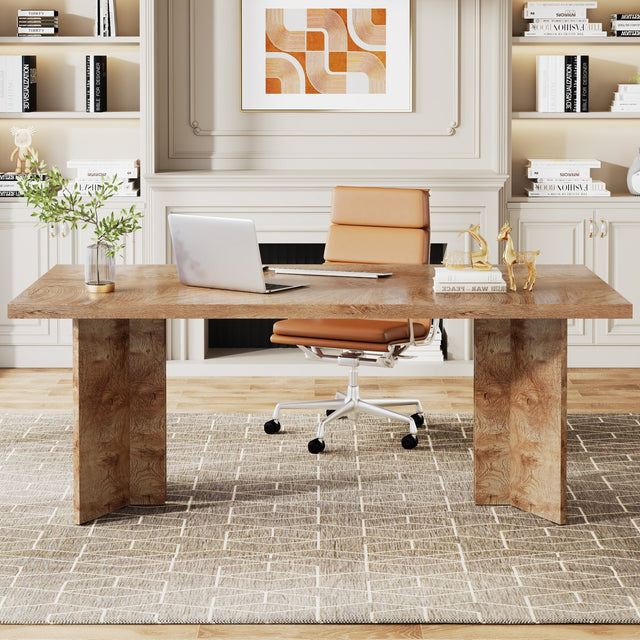 63 inch farmhouse desk Light Oak Brown color variant
