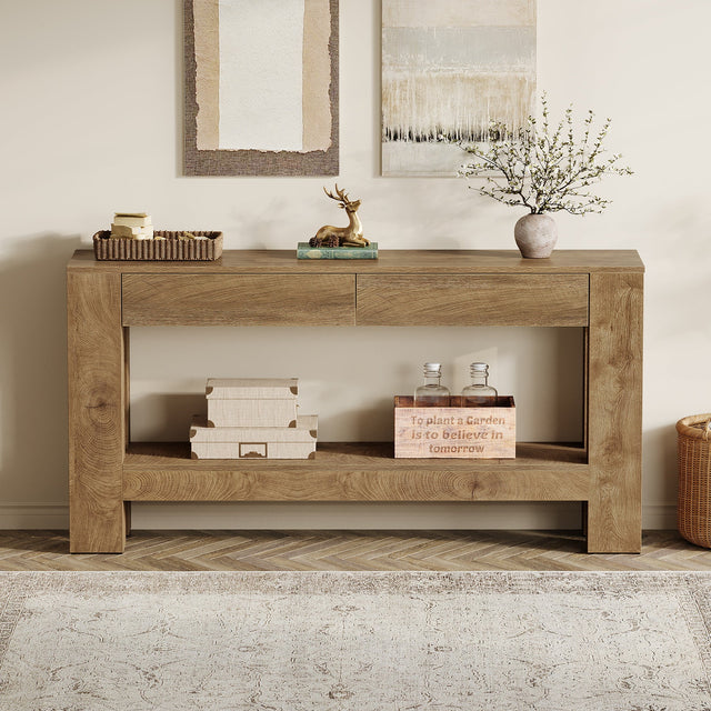 63 inch Farmhouse Console Table drawer detail